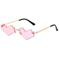 FF889 lunettes de Protection UV à monture métallique couleur bonbon, lunettes de plage de fête irrégulières sans monture, lunettes de soleil cœur