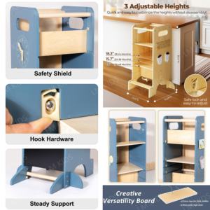 Tour d'apprentissage Montessori multifonctionnelle et écologique en bois, réglable, <span class=keywords><strong>pour</strong></span> tout-petits, aide <span class=keywords><strong>de</strong></span> cuisine, marchepied <span class=keywords><strong>pour</strong></span> enfants - Product Image 2