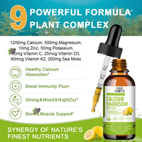 Complément alimentaire liquide sans gluten à base de plantes, 2 paquets, OEM/ODM, glycinate de calcium, magnésium, zinc, plus vitamine C, D3, K2