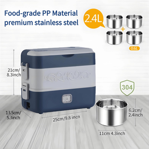 Boîte à lunch isotherme de grande capacité 2,4 L 200 W, chauffage électrique, peut être branchée sur une mini-cuiseuse à riz, boîte à lunch électrique - Product Image 3