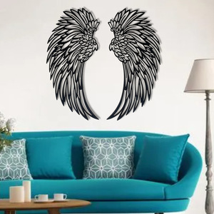 Silueta alas de Ángel negro fiesta brillante vacaciones decoraciones de pared de Metal arte iluminación regalos - Product Image 2