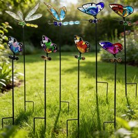 Nouvel insert décoratif pour pot de fleurs, libellule en fer, papillon lumineux, design pastoral, utilisation extérieure, jardinage, métal