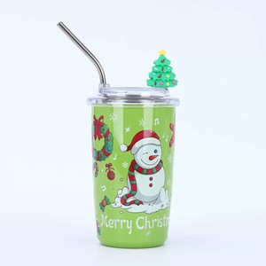 Gobelet isotherme de Noël en acier inoxydable à double paroi avec paille, 16 oz, pour le bureau et le camping - Product Image 5
