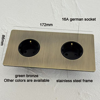 Prise murale européenne française et allemande 172 86 16A avec USB-C, interrupteur à bascule, style rétro de luxe pour maison et villa, en laiton, bronze vert et acier
