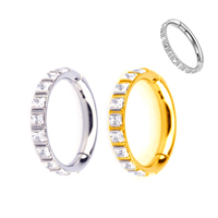 Grosir mode G23/ASTM F136 Titanium cincin segmen berengsel dengan kotak CZ Blaze Set cincin hidung anting perhiasan tindik