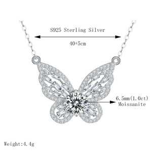Collana di Moda in Argento Sterling S925 Placcato <span class=keywords><strong>Oro</strong></span> 18K con Pendente di Diamanti e Moissanite da 1.0Ct Colore <span class=keywords><strong>D</strong></span> VVS - Product Image 2
