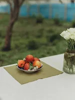 Serviettes de table en lin bio vertes pour mariage, occasions spéciales, cadeau pour hôtesse, réutilisables, vente en gros, OEM