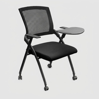 Chaise de formation pliable empilable, chaise de conférence de bureau avec dossier en maille et tablette d'écriture pour bureau et école