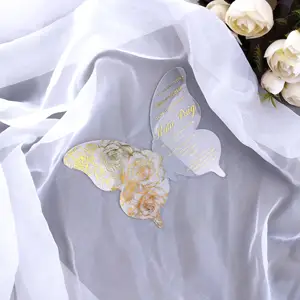 <span class=keywords><strong>Carte</strong></span> <span class=keywords><strong>de</strong></span> <span class=keywords><strong>remerciement</strong></span> en acrylique or Txt papillon Thanksgiving <span class=keywords><strong>naissance</strong></span> <span class=keywords><strong>de</strong></span> bébé cartes <span class=keywords><strong>de</strong></span> <span class=keywords><strong>remerciement</strong></span> pour les affaires Invitations <span class=keywords><strong>de</strong></span> mariage personnalisées - Product Image 1