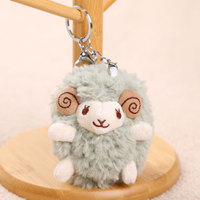 Porte-clés mignon en peluche mini-agneau - Accessoire de sac à dos en coton PP super doux, cadeau idéal unisexe 9CM