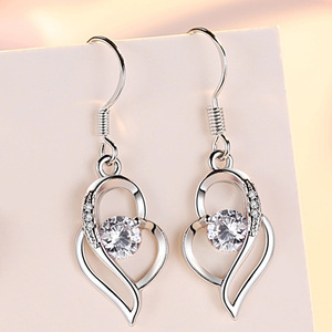 Orecchini a goccia a forma di cuore per donna, stile gancio, eleganti gioielli alla moda per le orecchie - Product Image 1