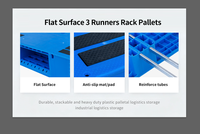 Palette en plastique HDPE à 3 roulettes avec grille de renforcement en acier TBT, empilable, économique, directement du fabricant