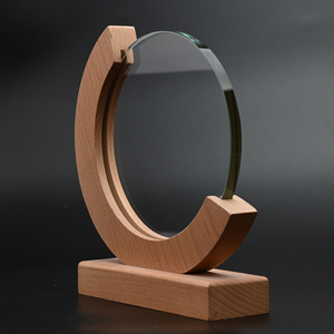 Prêmios De Madeira De Vidro Em Branco Troféu De Cristal Esporte com Base De Madeira para Presentes De Graduação ou Presente De Lembrança De Luxo - Product Image 3