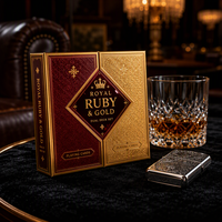 Boîte de cartes à jouer de luxe personnalisée en or rubis, double jeu, étanche, avec couvercle rigide, pour emballage cadeau familial