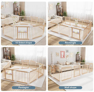 לול עץ מתקפל רב מכר עם הרכבה קלה, מרכז פעילות, גדר ודלת, 84x56x24 אינץ' לשימוש פנימי - Product Image 5