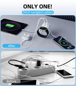 Chargeur GaN à charge rapide PD30W pour dropshipping, prise EU/<span class=keywords><strong>USA</strong></span>, câble rétractable pliable de 75 cm, chargeur de montre portable dissimulé - Product Image 5