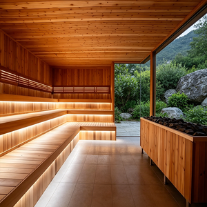 Sauna Comercial Exterior <span class=keywords><strong>de</strong></span> Madera Anticorrosiva, Cabina Cuadrada Grande para 10 Personas, para Complejos Turísticos Costeros <span class=keywords><strong>y</strong></span> Spa - Product Image 5