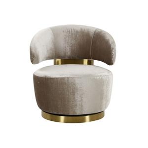 Sillones de rotación de <span class=keywords><strong>Arte</strong></span> de muebles de hotel italiano, tela de terciopelo de acero inoxidable dorado moderno de lujo, sofá de sala de estar, silla de ocio - Product Image 2
