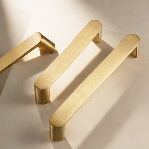 Manijas Modernas para Gabinetes de Latón Macizo, Diseño Simple, Tiradores de Armario en Oro Cepillado para Cocina - Product Image 3