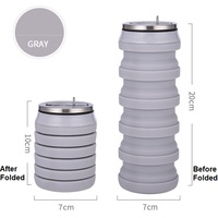 Bouteille d'eau sport pliable en silicone de 480 ml en forme de canette de soda, design rétractable, anti-fuite, réutilisable, écologique pour l'extérieur