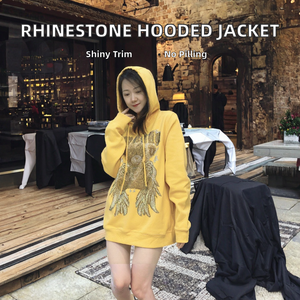 Chaqueta Unisex de Otoño Invierno, Sudadera con Capucha Gruesa de Estilo Americano, Sólida, Antibolitas, Nueva Marca de Moda con Decoración de Diamantes de Imitación - Product Image 2