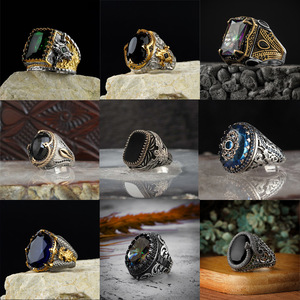 Anillo de Piedras Preciosas Negras Ajustable de Lujo Tempusort <span class=keywords><strong>para</strong></span> <span class=keywords><strong>Hombre</strong></span>, Regalo, <span class=keywords><strong>Joyería</strong></span> de Moda con Personalidad - Product Image 2