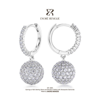 Boucles d'oreilles pendantes en argent sterling 925 avec moissanite sphérique, bijoux en moissanite VVS pour femmes
