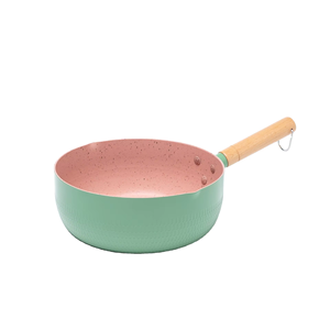 Pot à lait à poignée en bois de 22cm de conception populaire casserole à sauce antiadhésive en aluminium de grande capacité avec couvercle en verre - Product Image 4