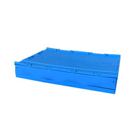 Caisse en PP opaque bleue haute capacité, pliable, recyclable, conteneur de manutention robuste, boîte en plastique empilable