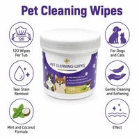 VELTRONA Tisu Pembersih Hewan Peliharaan 120 Pcs Lembut Non-Woven Aroma Buah Penghilang Noda Air Mata untuk Kucing