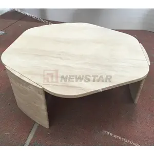 Newstar Wholesale Unique Style Home Decoration Tables Special Design Hexagon Shapre Hone Travertine Unfilled Living Room Coffee