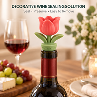 Bouchon de bouteille de vin en silicone personnalisé, forme tulipe, multicolore, moulé, conique, OEM, bouchon en silicone réutilisable pour bouteilles