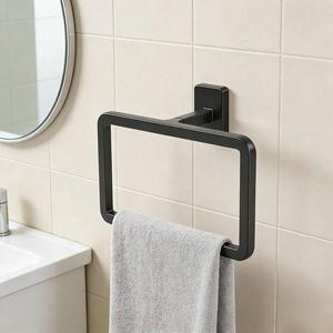 Accessoires <span class=keywords><strong>de</strong></span> salle <span class=keywords><strong>de</strong></span> bain modernes et élégants, installation facile, porte-serviettes en alliage <span class=keywords><strong>de</strong></span> zinc, noir, vente flash - Product Image 6