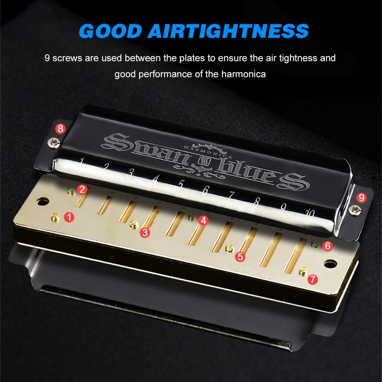 SWAN SW1020-7 Harmonica - 10 Holes, 20 Tones, Key of C