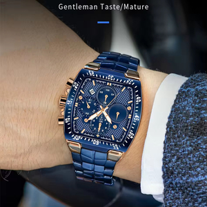 Custom Your Own Casual Tonneau Wristwatch Mens Waterproof Luxury Stainless Steel Luminous Hands Reloj Hombre Quartz <b>Watch</b> - Product Image 4