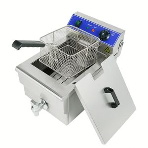 Friteuse à gaz de table, grande friteuse commerciale à 3 cuves, portable, pour l'extérieur, pour frites belges ou françaises, machine à vide de 20 litres - Product Image 1