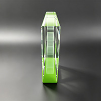 Plaque en cristal Neelpure 188244 rectangulaire à bord vert, motif gravé au laser 3D, pour souvenir de marque moderne