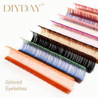 DIYDAY Nouvelle Arrivée Éventails de cils PBT à effet dégradé vert fluorescent, fabriqués à la machine, écologiques, personnalisables, naturels et doux