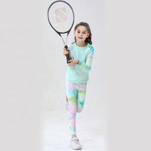 ชุดออกกำลังกายเด็กผู้หญิง 2 ชิ้น เสื้อแขนยาวลายพิมพ์ กางเกงเลกกิ้งสำหรับยิมนาสติก เต้นรำ ชุดกีฬา ฟิตเนส โยคะ - Product Image 5