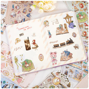 Autocollants plats de contes de fées Shinkle, bottes de dessin animé, chaton, <span class=keywords><strong>petit</strong></span> <span class=keywords><strong>chaperon</strong></span> <span class=keywords><strong>rouge</strong></span>, décoration d'album de journal intime pour filles, papier - Product Image 4