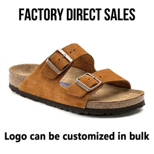 Pantuflas de Piel Vacuna Genuina Suave con Suela de EVA, Punta Redonda y Suela Gruesa, Logotipo Personalizable, Casuales para Exteriores, Otoño - Product Image 1