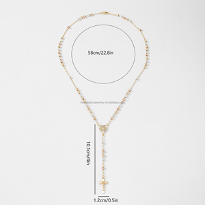 <span class=keywords><strong>Collana</strong></span> <span class=keywords><strong>Rosario</strong></span> Tricolore della Vergine <span class=keywords><strong>di</strong></span> Guadalupe con Pendente a Croce Placcato <span class=keywords><strong>Oro</strong></span> 14k - Product Image 6