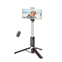 Trépied perche à selfie extensible personnalisable en acier inoxydable avec télécommande sans fil Bluetooth