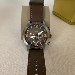 นาฬิกาข้อมือผู้ชายแบบเรียบง่าย ขนาด 50 มม. ควอตซ์โครโนกราฟ สายหนัง ตัวเรือนสแตนเลส พร้อมหน้าปัดแสดงวันที่ - Product Image 3