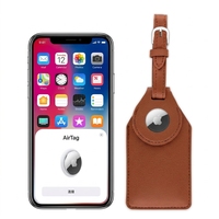 Étiquette de bagage anti-perte en cuir PU avec suivi AirTag, localisateur de carte d'embarquement, étui de protection avec étiquette de bagage en carton