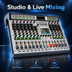 AOFO MK12 Professioneller Digitaler 12-Kanal Metall-Audiomixer mit Eingebautem 99 DSP-Effektprozessor Bluetooth/USB für Live-Sound Studio <span class=keywords><strong>DJ</strong></span>-Einsatz - Product Image 3