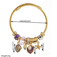 Bracelet YANYE style panier avec perles, cristaux et strass pour femme, ajustable, avec breloques cœur et coquillage, tendance