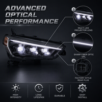 Phare avant NAFU à lentille multi-LED haute luminosité pour Toyota 4Runner 1500LM 6000K, blanc froid, anti-poussière, accessoires pour véhicule