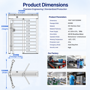 Sistema de Control de Acceso con Indicador de Dirección LED, Torniquete de Altura Completa de Acero Inoxidable, Compra de Torniquete de Altura Completa, Precio - Product Image 4
