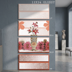 Azulejos de pared de cerámica con flor de loto árabe de 300x600mm, diseño moderno Digital de 12x24 para sala de estar Interior de Arabia Saudita - Product Image 2
